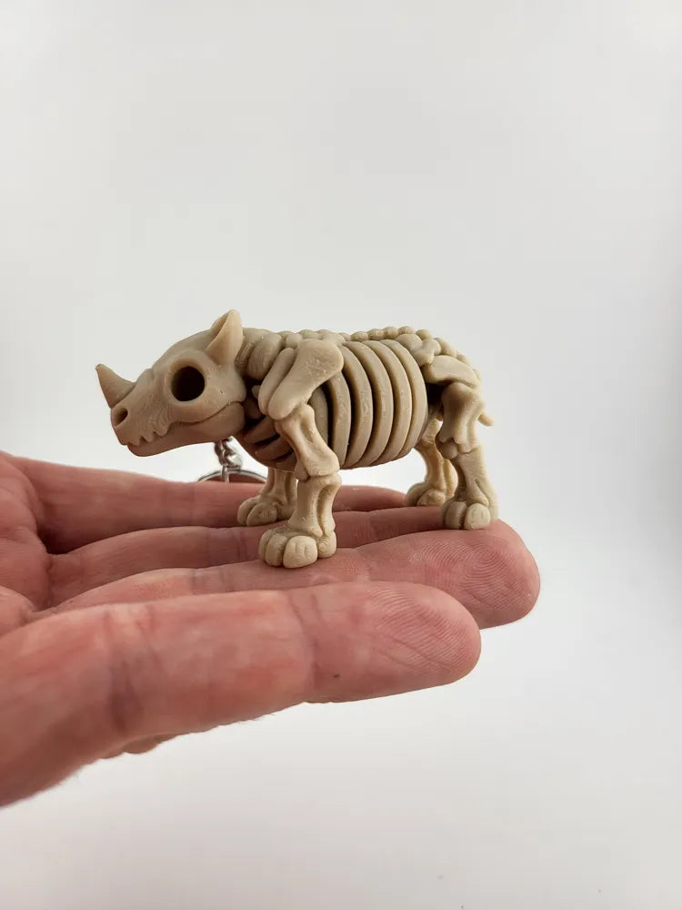 Skeleton Rhinoceros Keychain – Cute Stylized