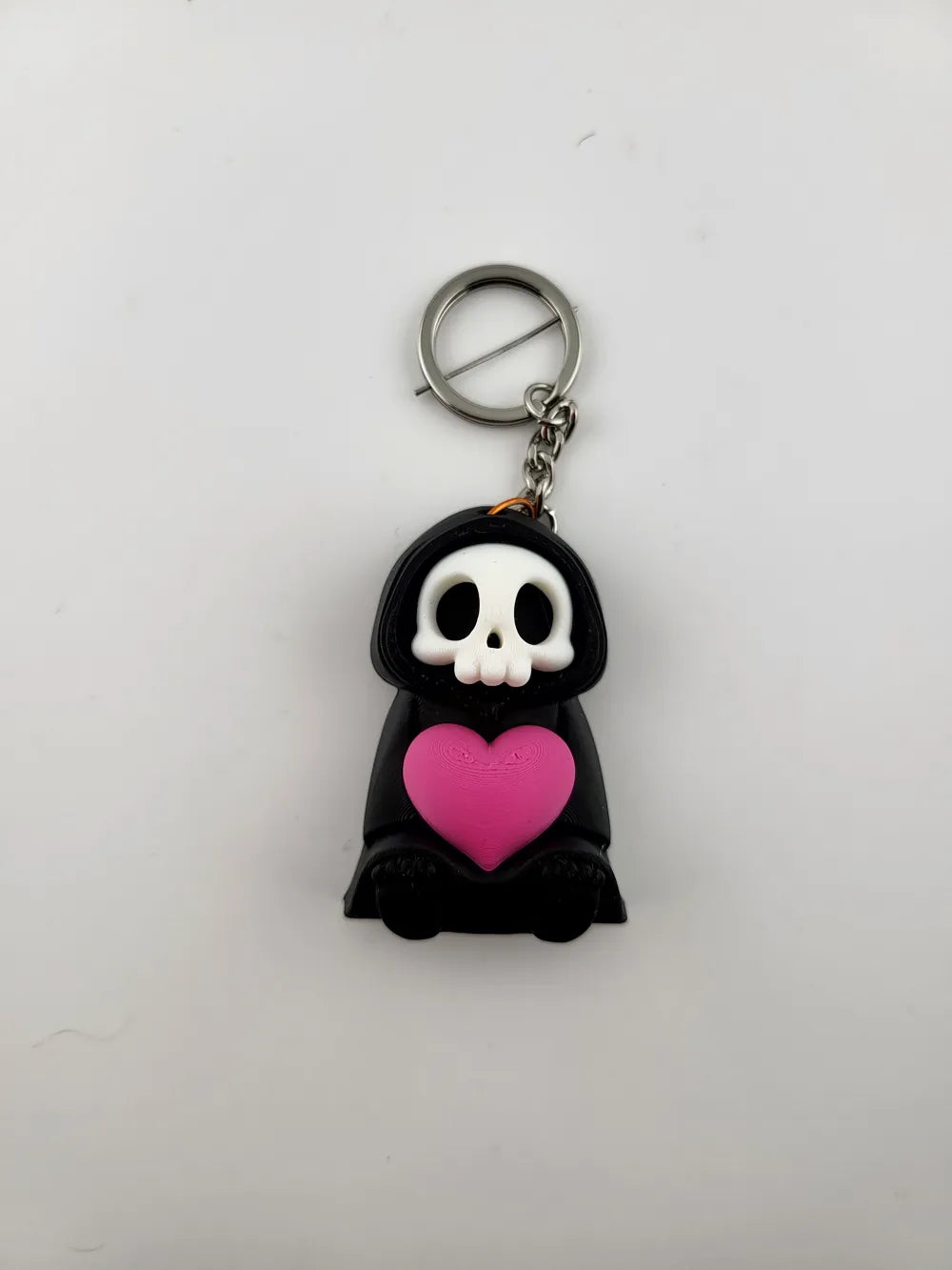 Grim Reaper Heart Keychain Kawaii Skeleton Keyring
