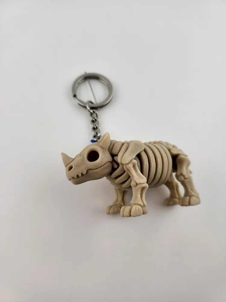 Skeleton Rhinoceros Keychain – Cute Stylized