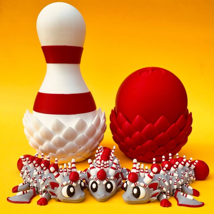 Articulated Flexi Bowling Winged Dragon & Egg Box