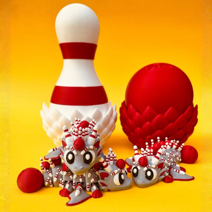 Articulated Flexi Bowling Winged Dragon & Egg Box