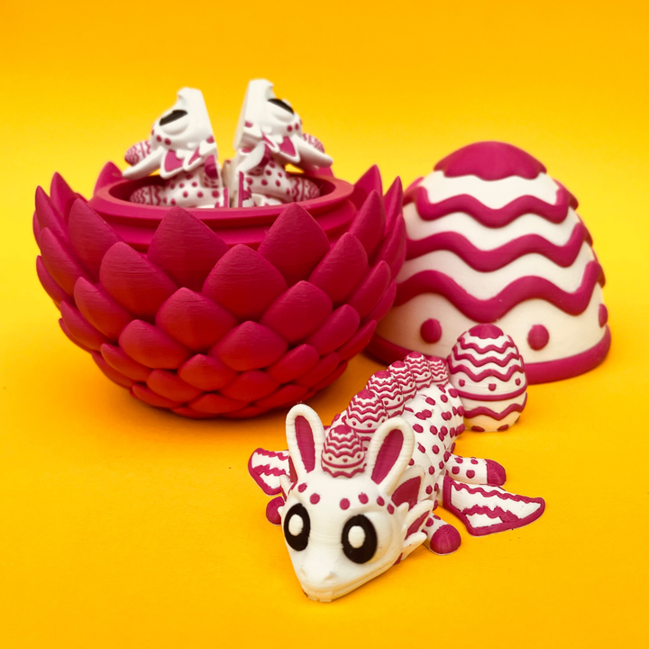 Flexi Easter Bunny Dragon And Egg Box, Articulated Winged Dragon