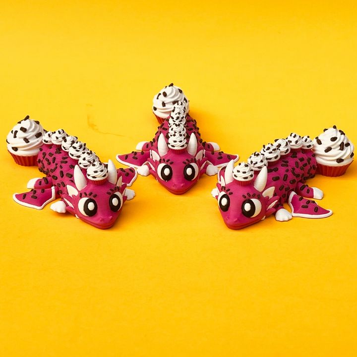 Flexi Cupcake Dragon And Egg Box, Articulated Winged Dragon