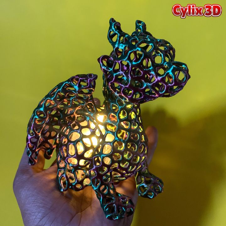 Dragon Vornoi Home Decor: Tealight Hole Version