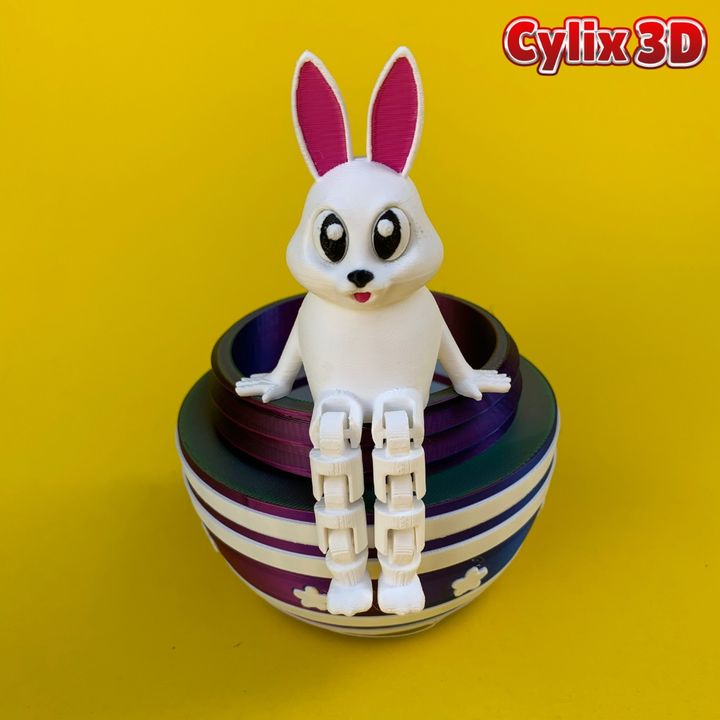 Flexi Easter Bunny And Egg STL 3D Print File