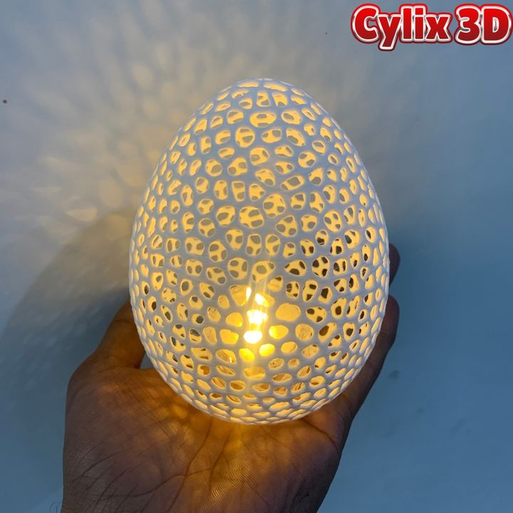 Easter Egg Voronoi, No Support 3D Print Tealight