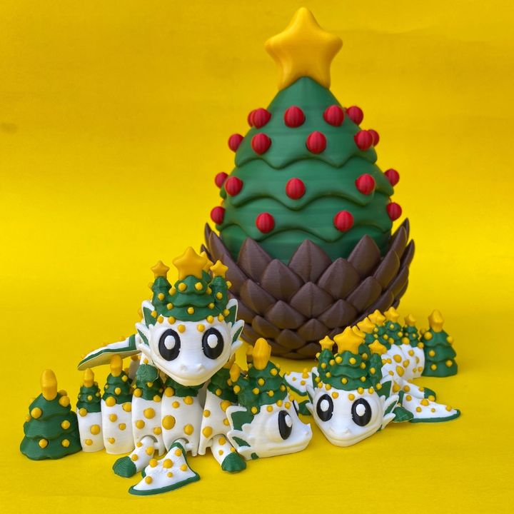 Articulated Christmas Tree Dragon And Egg Storage Box