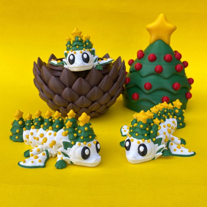 Articulated Christmas Tree Dragon And Egg Storage Box