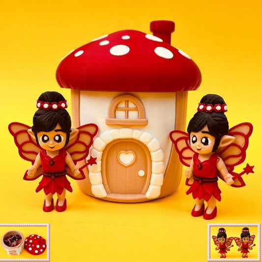 Flexi Fairy And Mushroom House Box, Articulated Fidget Toy