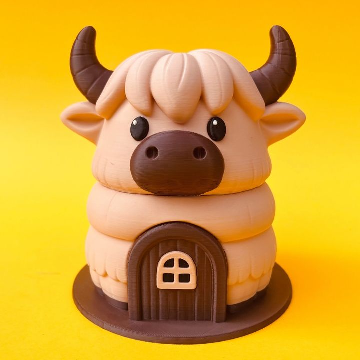 Articulated Highland Cow And House Storage Box
