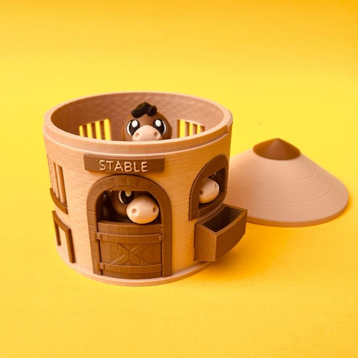 Flexi Horse And Stable House Box : Articulated Farm Animal Fidget