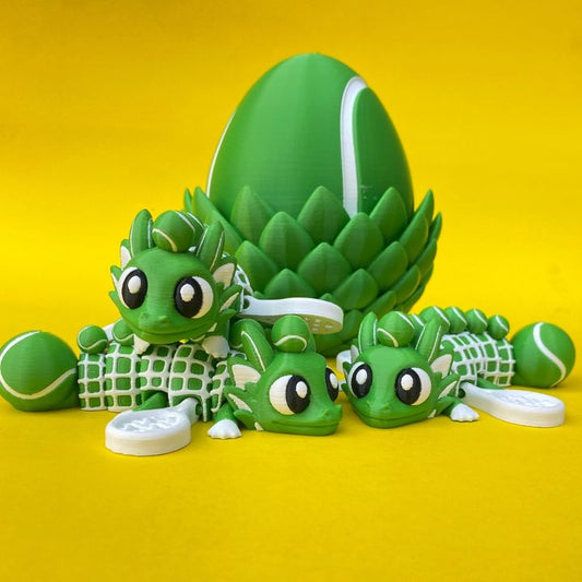 Flexi Tennis Dragon And Egg Box, Articulated Winged Dragon