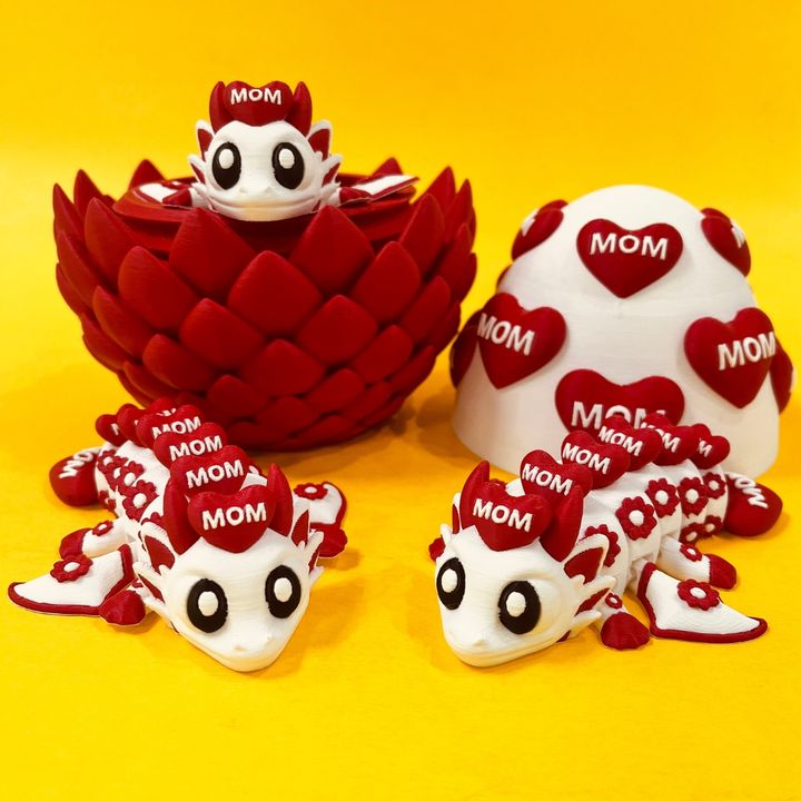 Flexi Mom Mothers Day Dragon And Egg Box, Articulated Winged Dragon