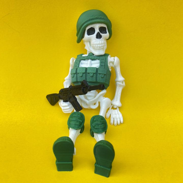 Articulated Skeleton Soldier With Gun