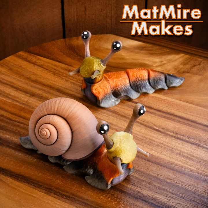Snail & Slug with Holiday Extras, Articulated fidget figure