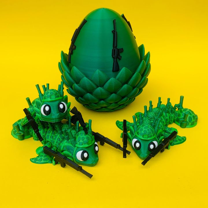 Flexi Soldier Dragon And Egg, Articulated Dragon