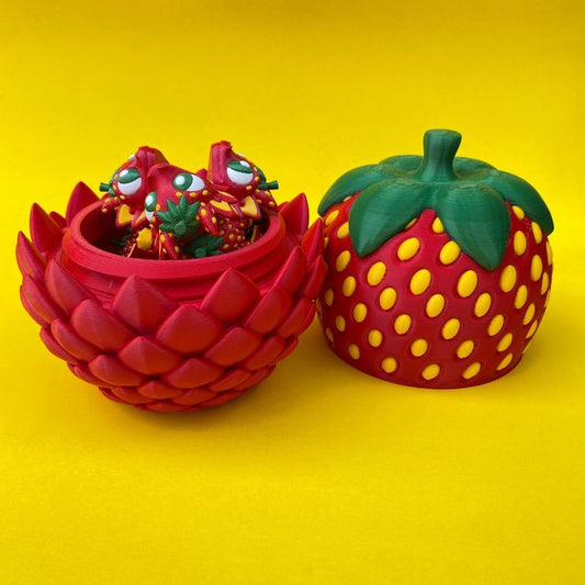 Articulated Flexi Strawberry Winged Dragon & Egg Box