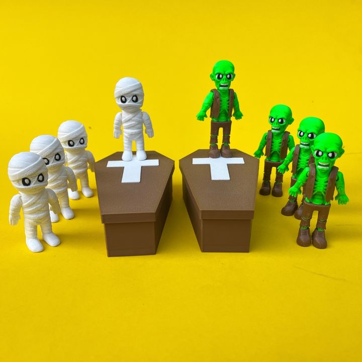 Flexi Zombie, Mummy And Coffin Box : Horror Fidget Toy