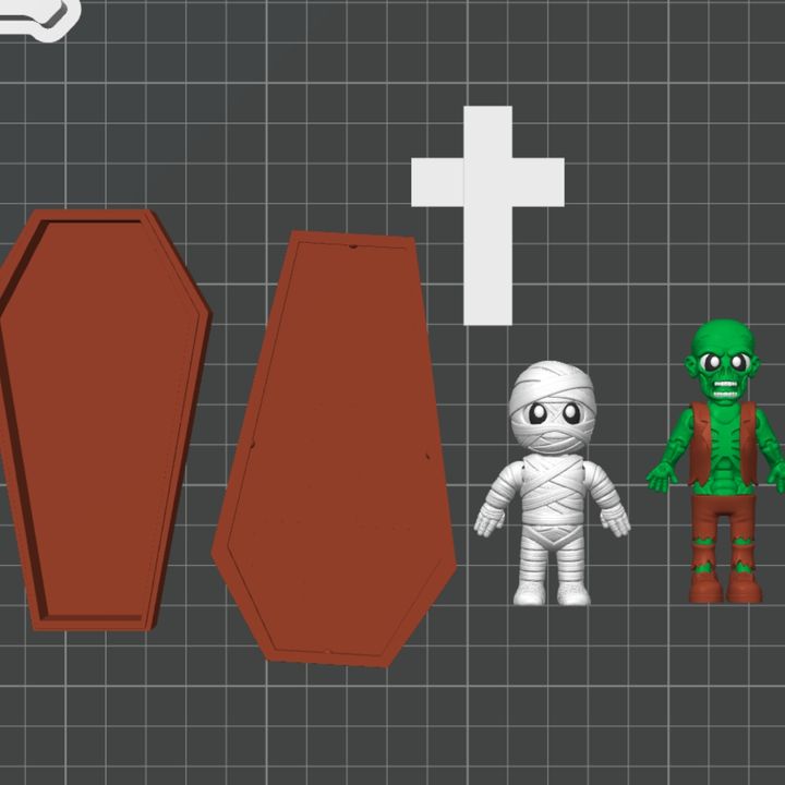 Flexi Zombie, Mummy And Coffin Box : Horror Fidget Toy