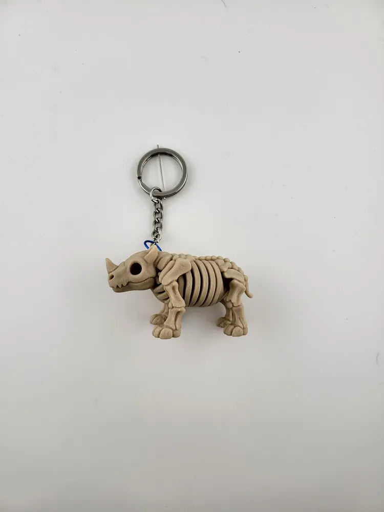 Skeleton Rhinoceros Keychain – Cute Stylized