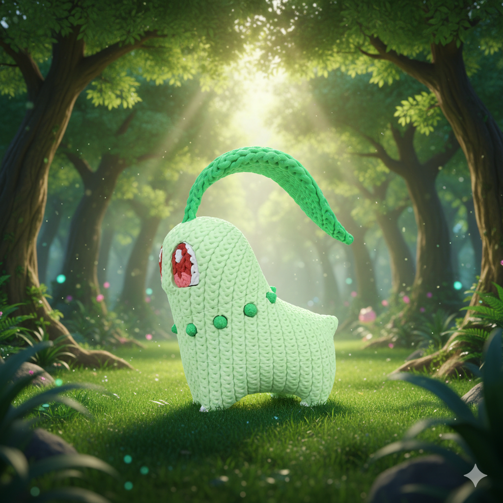 Pokemon Chikorita Knitted - Crochet