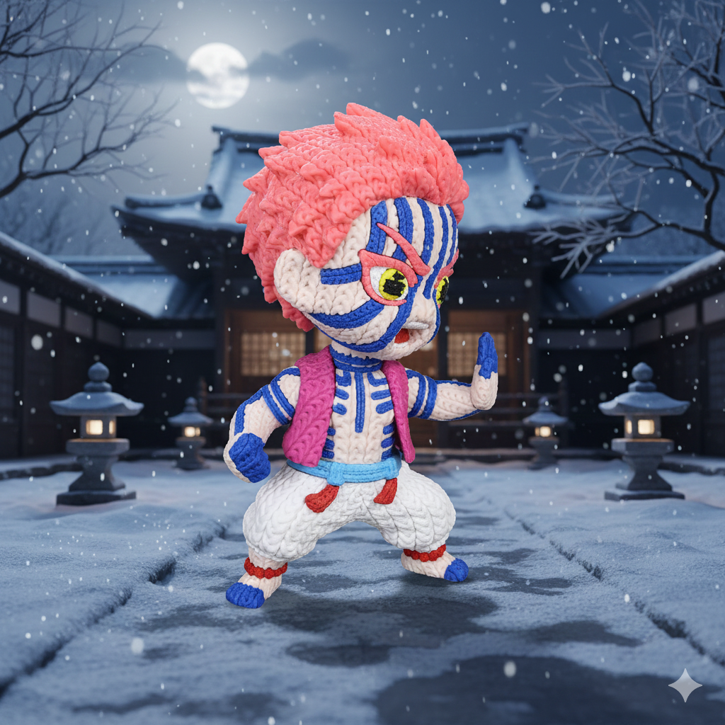 Demon Slayer Akaza Knitted - Crochet