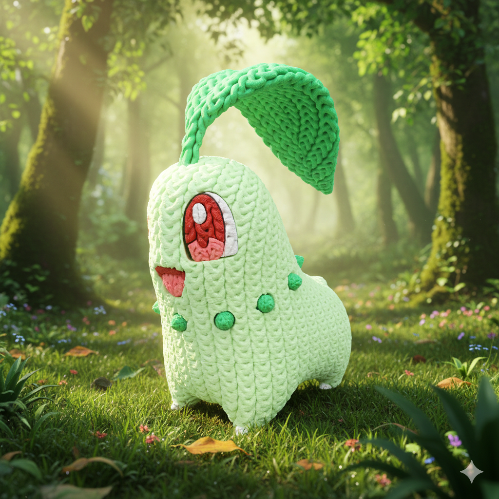 Pokemon Chikorita Knitted - Crochet