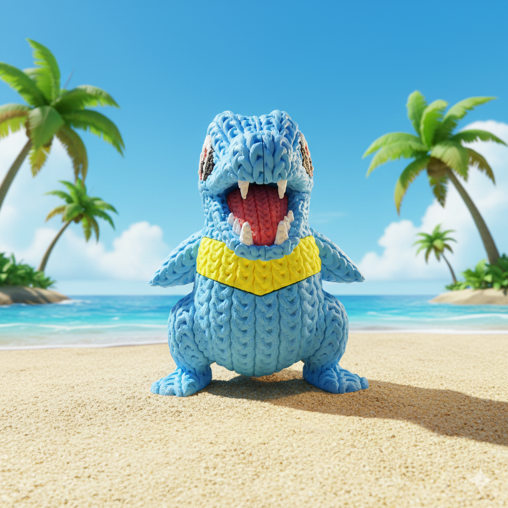 Pokemon Totodile Knitted - Crochet