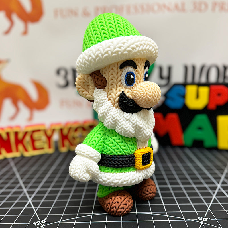 Super Mario X-Mas Special - 9" Luigi Santa Knitted - Crochet