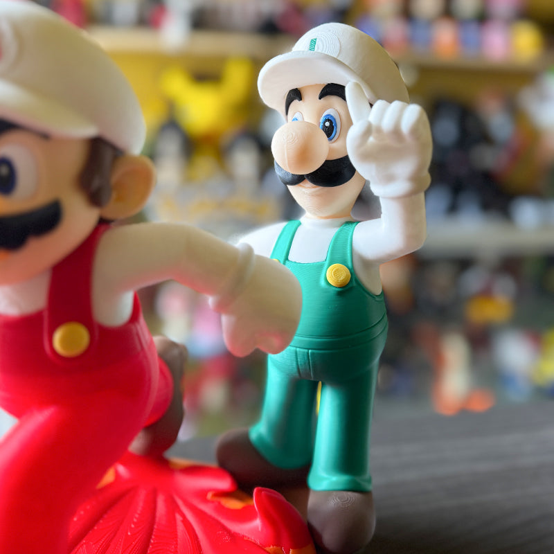 Super Maro Bros - Fire Suit 8" Mario Luigi 2-Set