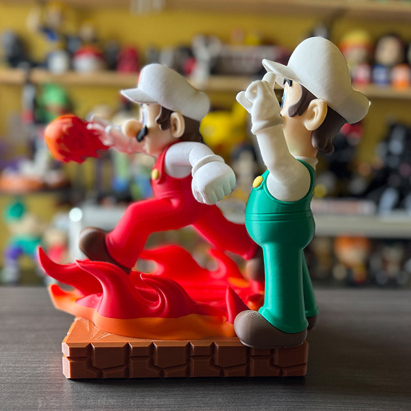 Super Maro Bros - Fire Suit 8" Mario Luigi 2-Set