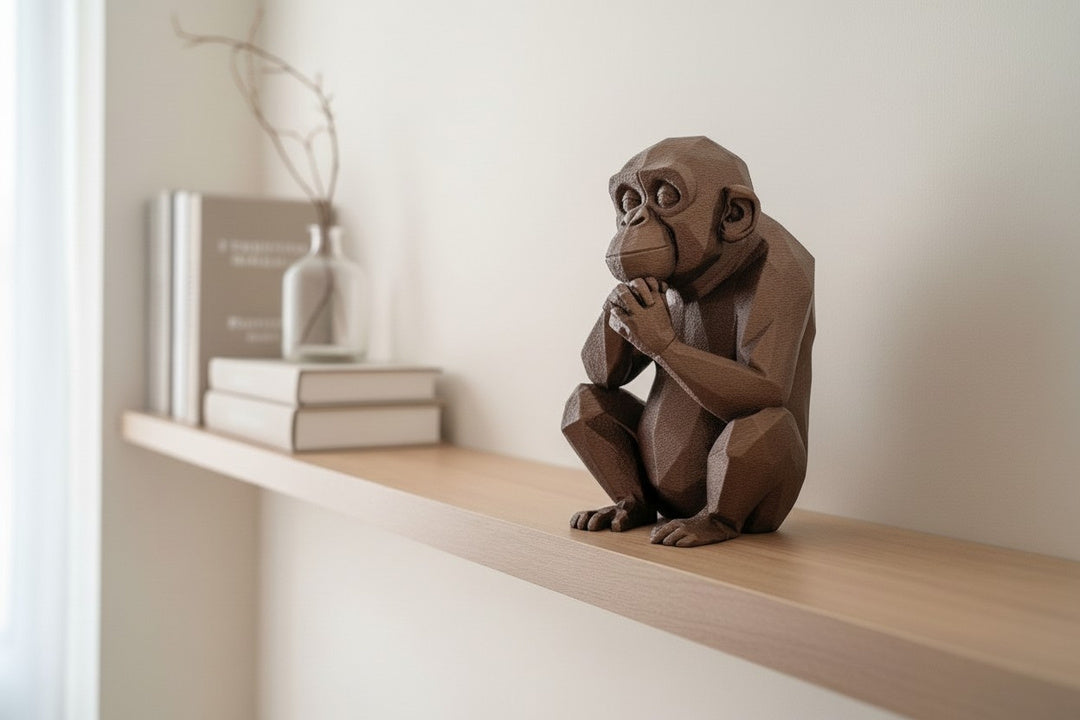 Thoughtful Low Poly Chimpanzee