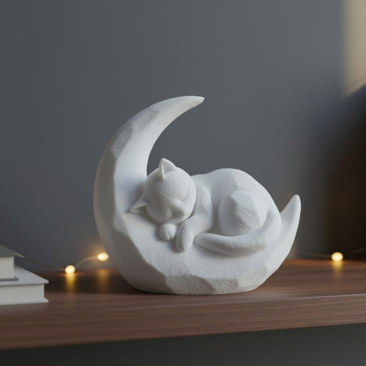 Sleeping Kitten on a Crescent Moon