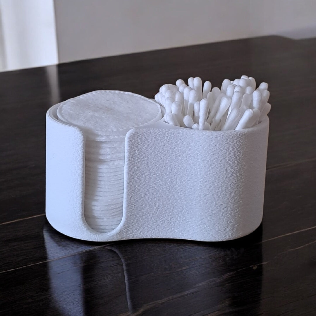 Modern Ribbed Q-tip and Cotton Pad Dispenser
