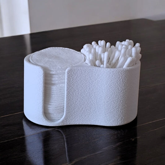 Modern Ribbed Q-tip and Cotton Pad Dispenser