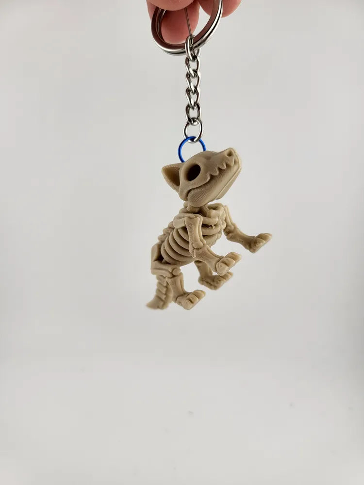 Fox Skeleton Keychain – Printed Animal Skull Charm