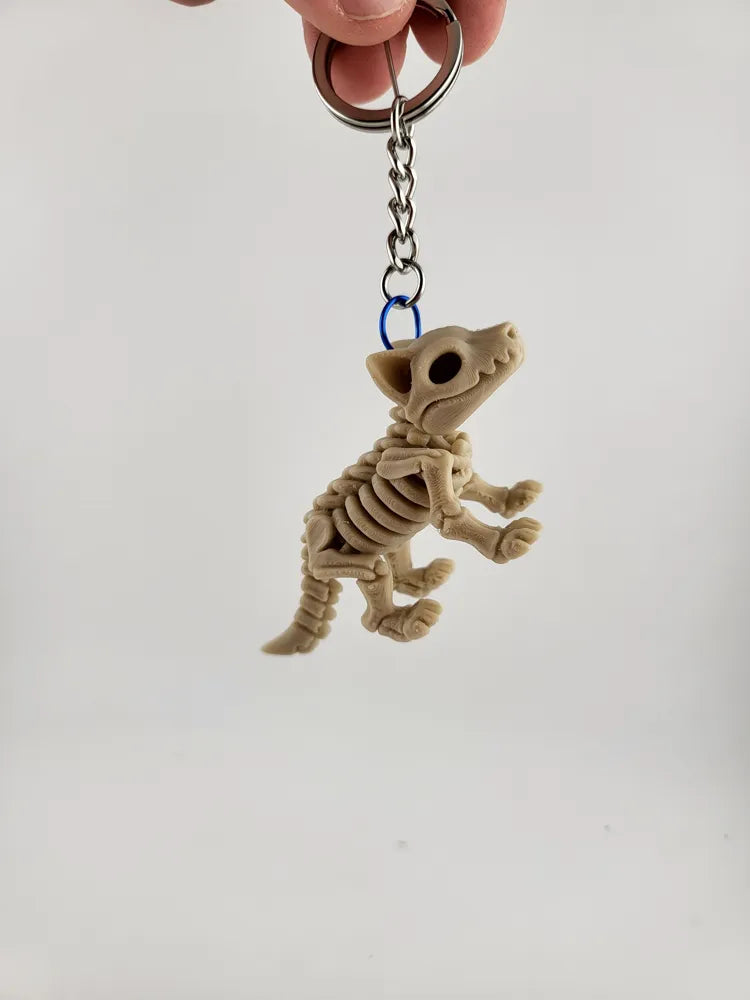 Fox Skeleton Keychain – Printed Animal Skull Charm