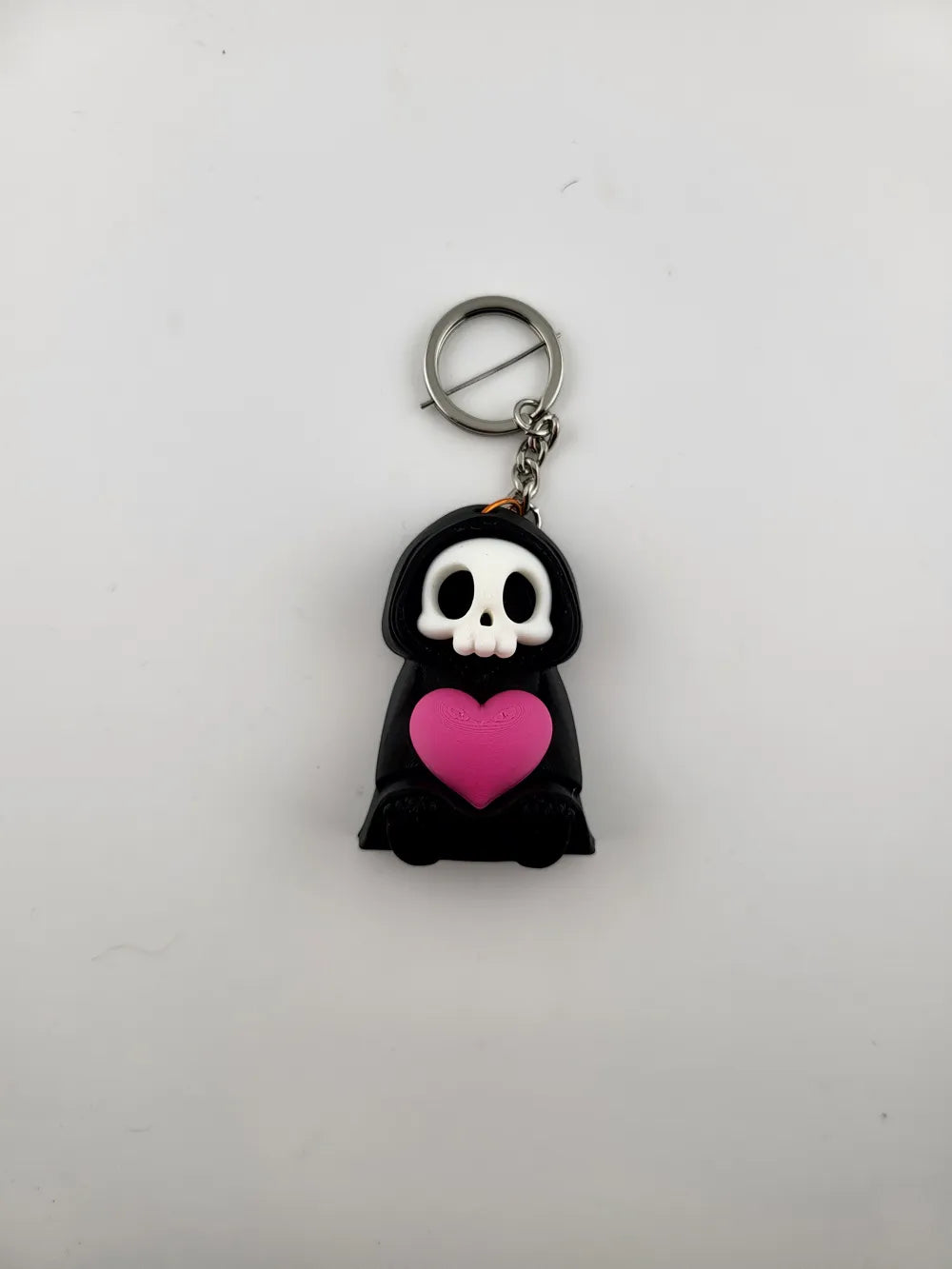 Grim Reaper Heart Keychain Kawaii Skeleton Keyring