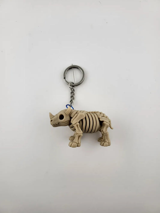 Skeleton Rhinoceros Keychain – Cute Stylized