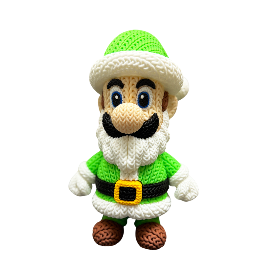 Super Mario X-Mas Special - 9" Luigi Santa Knitted - Crochet