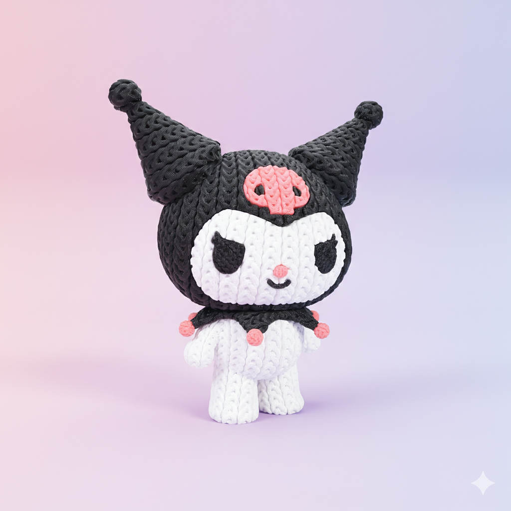 Hello Kitty Kuromi Knitted - Crochet
